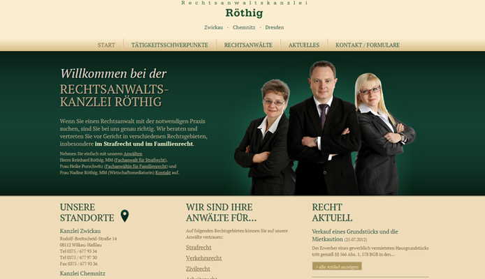 Startseite der Responsive Website der RAK Röthig