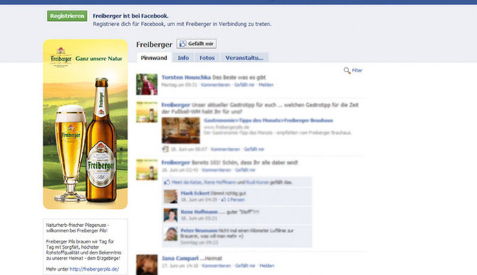 Facebook-Fanpage für Freiberger Brauhaus GmbH