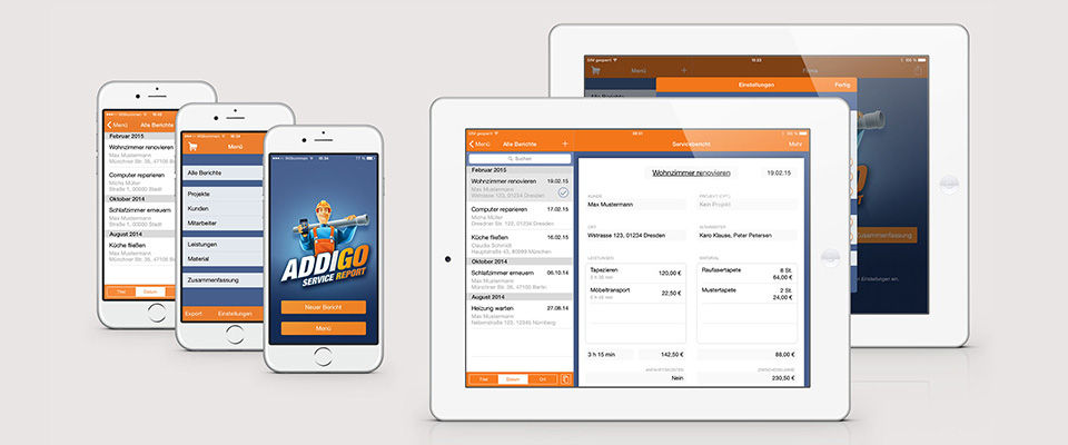 Addigo Service Report App Smartphone