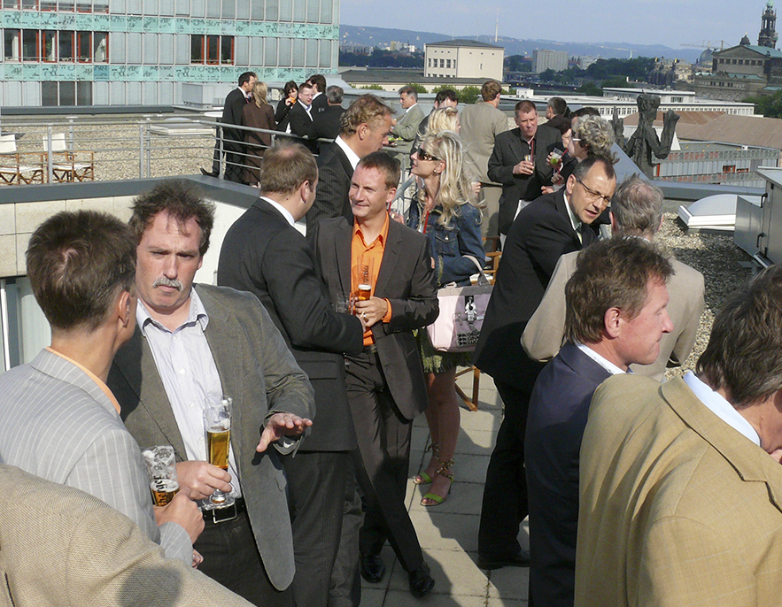 10 jahre deutscher tele markt feier dachterrasse