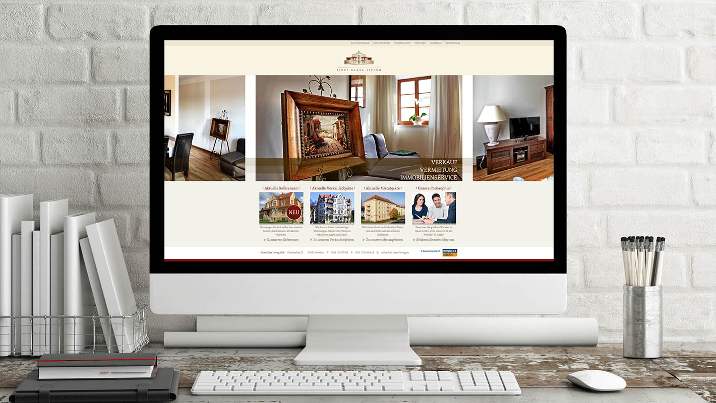 First Class Living startseite website