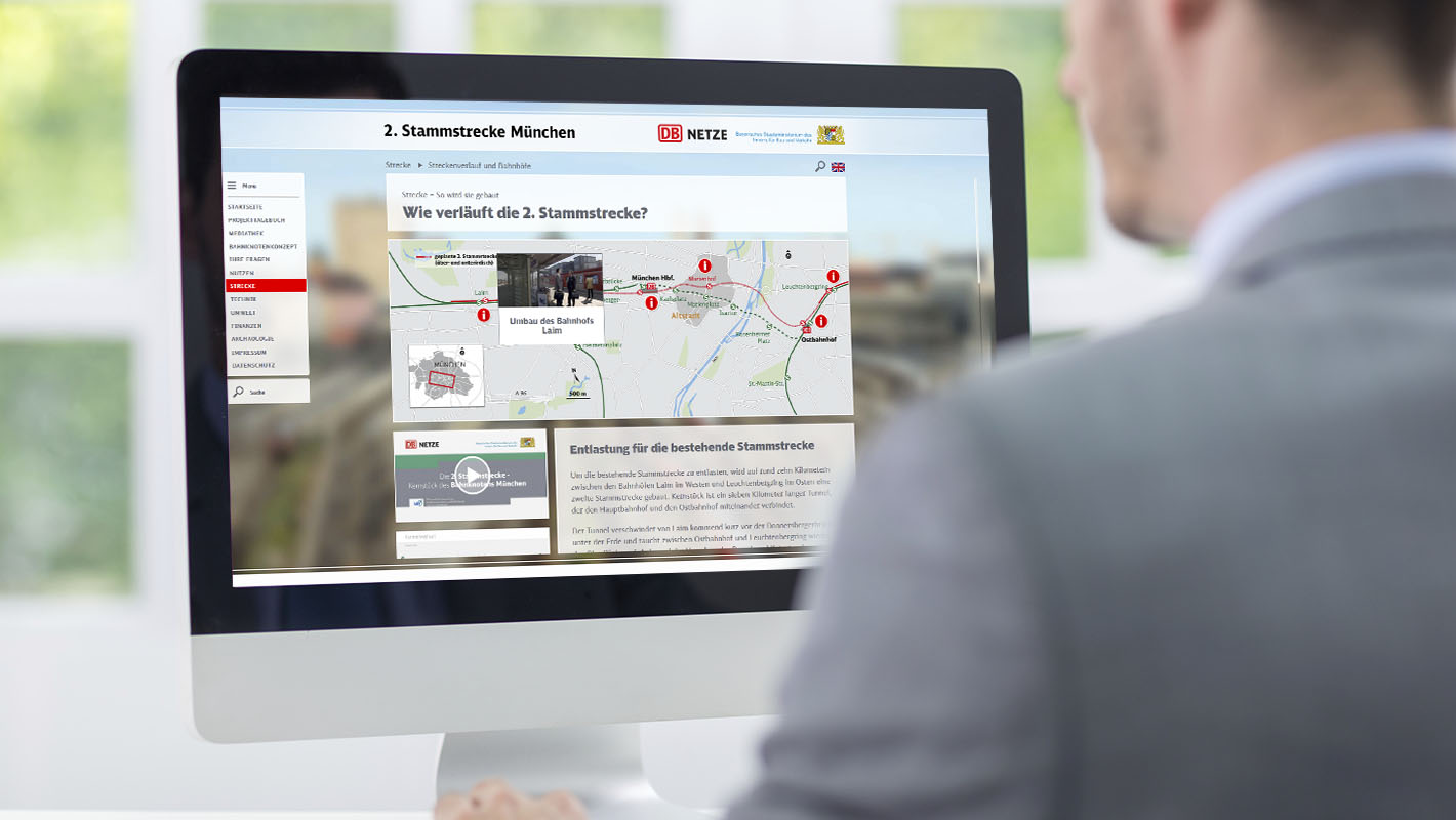 Website 2. Stammstrecke Deutsche Bahn