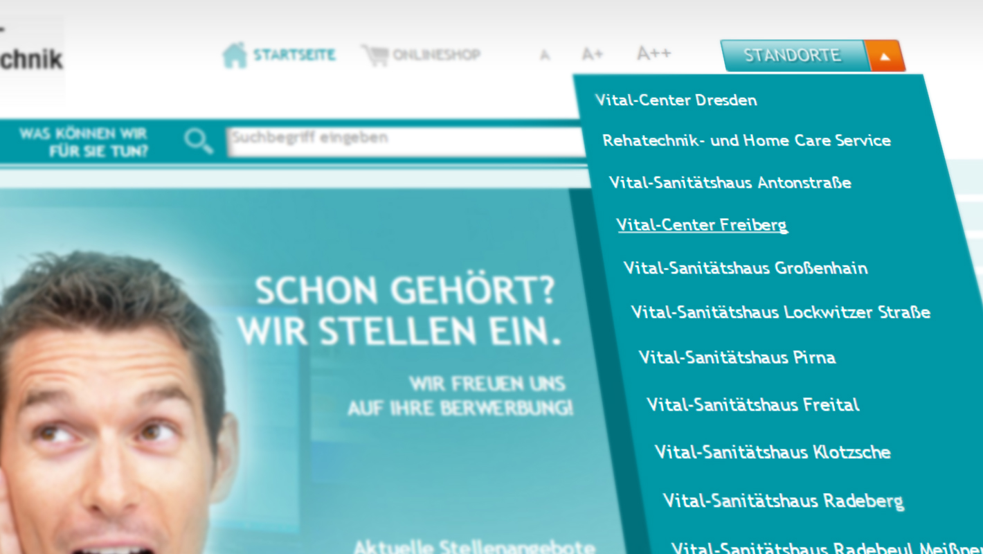 Standorte Website Orthopädie und Rehatechnik Dresden