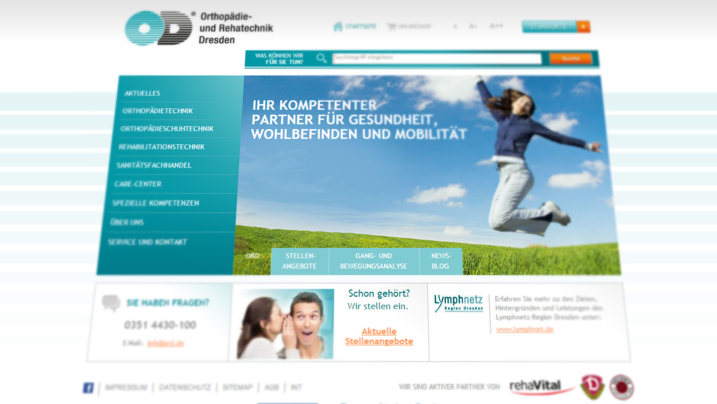 Website Corporate Design Orthopädie und Rehatechnik Dresden