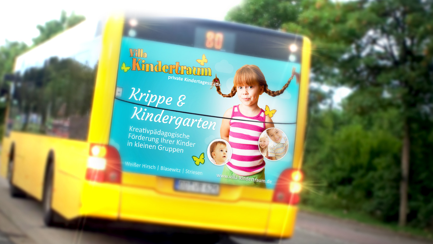 Außenwerbung Bus Villa Kindertraum