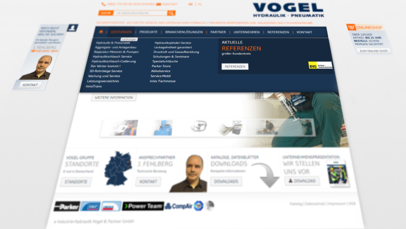 Vogel Gruppe Website Responsive Navigation