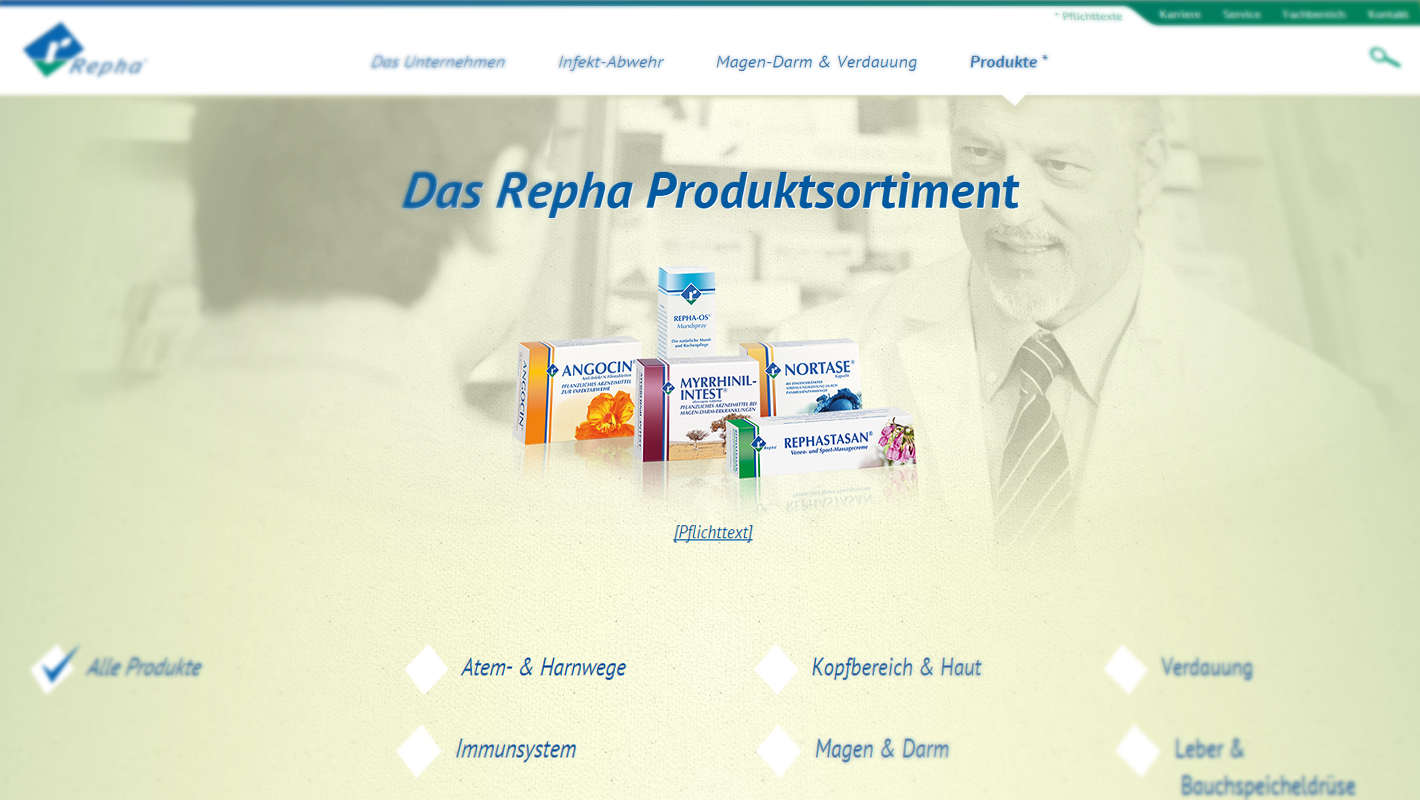 Produkte-Website Repha